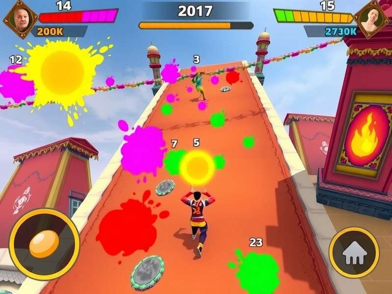 Holi Festive Frenzy gameplay screenshot showing colorful celebration
